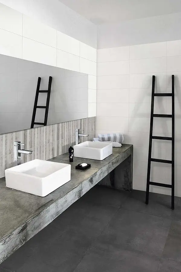 Background tile, Effect concrete, Color black, Unglazed porcelain stoneware, 60x60 cm, Finish matte