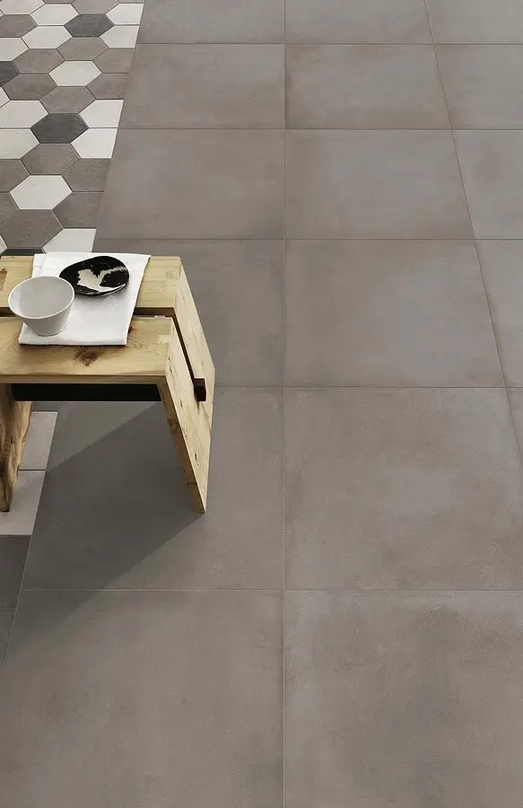 Background tile, Effect concrete, Color grey, Unglazed porcelain stoneware, 60x60 cm, Finish matte