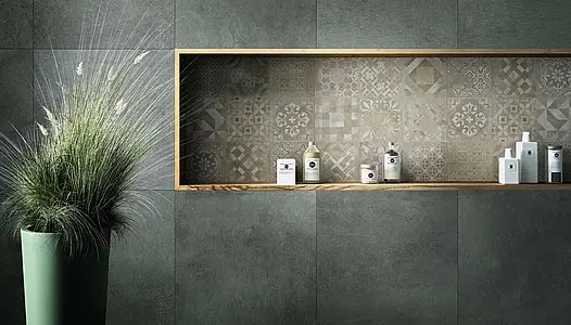 Background tile, Effect concrete, Color grey, Unglazed porcelain stoneware, 60x60 cm, Finish matte