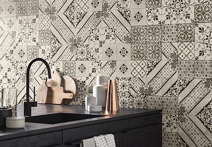 Background tile, Color grey, Style patchwork, Ceramics, 40x120 cm, Finish matte