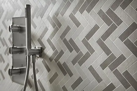 Mosaico, Colore grigio,bianco, Ceramica, 33.2x128.8 cm, Superficie opaca