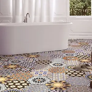 Carrelage, Teinte multicolore, Style oriental,patchwork, Grès cérame émaillé, 28.5x33 cm, Surface Satinée