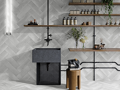 Background tile, Effect other stones, Color grey, Glazed porcelain stoneware, 15x45 cm, Finish matte