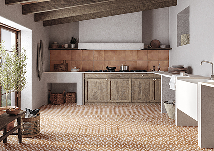 Background tile, Effect terracotta, Color brown, Glazed porcelain stoneware, 33x33 cm, Finish matte