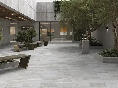 Background tile, Effect quartzite, Color grey, Glazed porcelain stoneware, 20x40 cm, Finish antislip