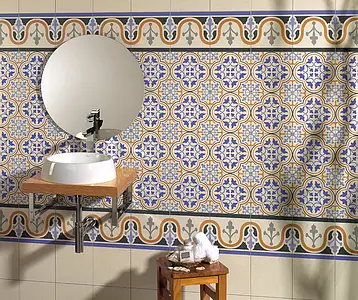 Grundflise, Effekt marokkanske fliser, Farve med flere farver, Uglaseret porcelænsstentøj, 44x44 cm, Overflade mat