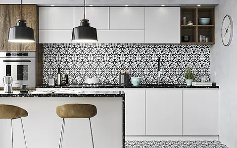Background tile, Color black,white, Glazed porcelain stoneware, 28.5x33 cm, Finish Honed