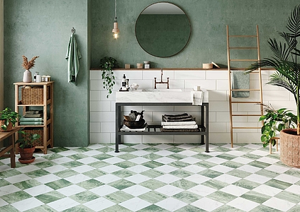 Background tile, Effect other marbles, Color green,white,multicolor, Glazed porcelain stoneware, 44x44 cm, Finish Honed