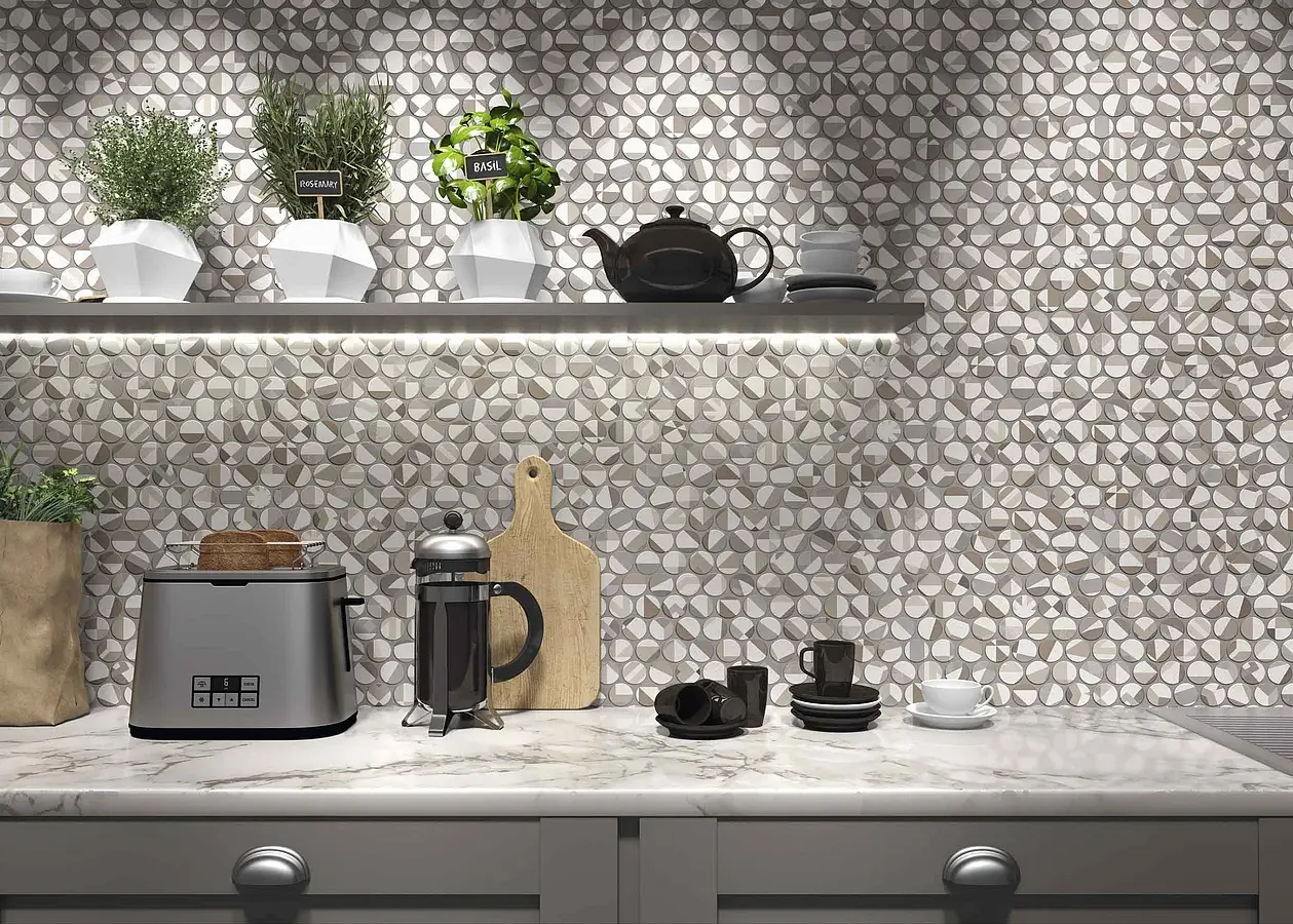 Mosaic effect tiles, Color multicolor, Style patchwork, Glazed porcelain stoneware, 30.9x30.9 cm, Finish matte