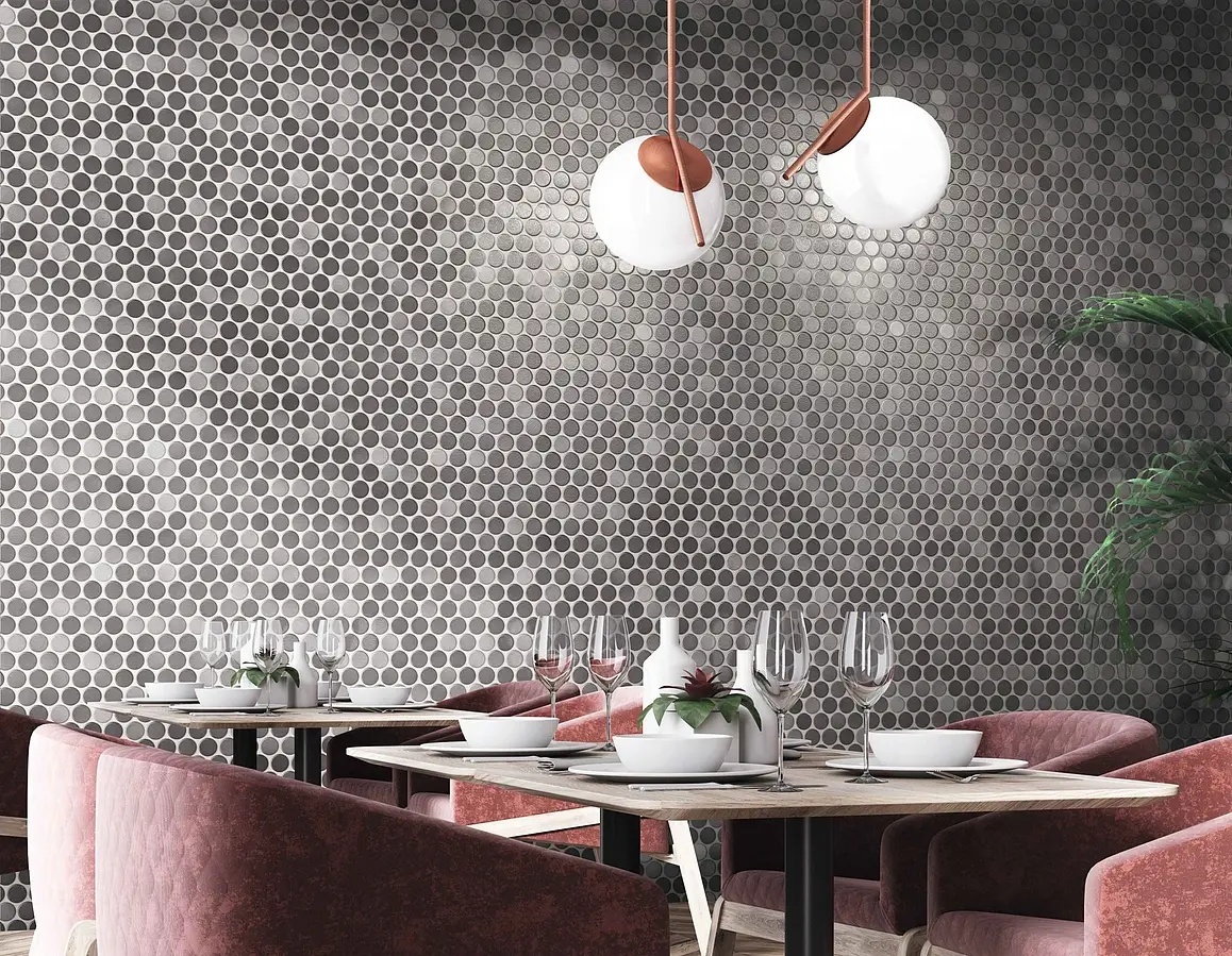 Mosaic effect tiles, Color grey, Glazed porcelain stoneware, 30.9x30.9 cm, Finish glossy