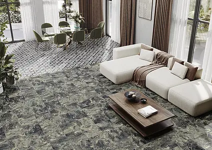 Background tile, Effect other marbles, Color green, Glazed porcelain stoneware, 33x33 cm, Finish antislip