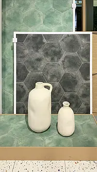 Azulejo de fundo, Cor verde, Grés porcelânico vidrado, 28.5x33 cm, Superfície mate