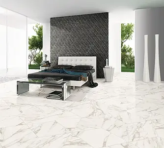 Background tile, Effect stone,statuario, Color white, Ceramics, 40x70 cm, Finish matte