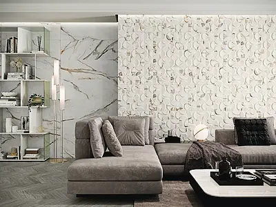 Background tile, Effect stone,calacatta, Color white, Glazed porcelain stoneware, 33x33 cm, Finish matte