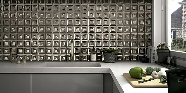Background tile, Effect metal, Color grey, Glazed porcelain stoneware, 33x33 cm, Finish Honed