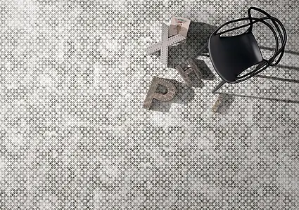 Grundflise, Farve sort-hvid, Glaseret porcelænsstentøj, 32.9x32.9 cm, Overflade skridsikker