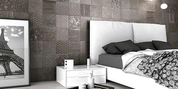 Carrelage, Effet métal, Teinte grise, Style patchwork, Grès cérame émaillé, 44x44 cm, Surface Satinée