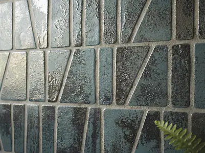 Imitation de mosaïque, Teinte verte, Grès cérame émaillé, 15x45 cm, Surface mate