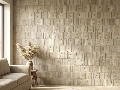 Mosaic effect tiles, Color beige, Glazed porcelain stoneware, 15x45 cm, Finish antislip