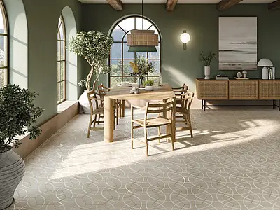 Grundflise, Farve beige,hvid, Glaseret porcelænsstentøj, 28.5x33 cm, Overflade Sleben