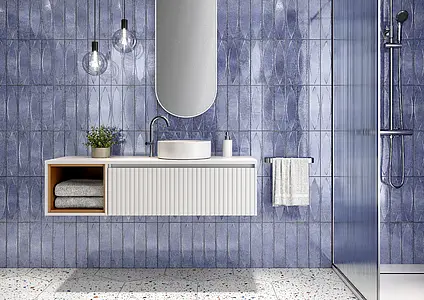Background tile, Color navy blue,sky blue, Glazed porcelain stoneware, 33x33 cm, Finish 3D