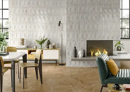 Background tile, Color white, Glazed porcelain stoneware, 33x33 cm, Finish 3D