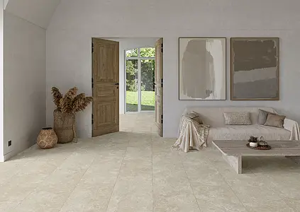 Background tile, Effect travertine, Color beige, Glazed porcelain stoneware, 44x66 cm, Finish matte