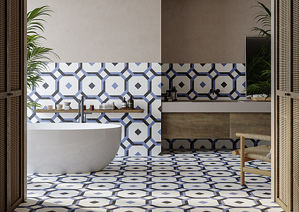 Background tile, Effect faux encaustic tiles, Color multicolor, Glazed porcelain stoneware, 33x33 cm, Finish Honed