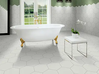 Background tile, Effect unicolor, Color white, Glazed porcelain stoneware, 28.5x33 cm, Finish Honed