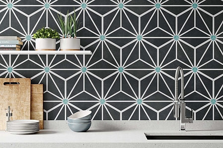 Background tile, Effect concrete, Color black, Glazed porcelain stoneware, 28.5x33 cm, Finish matte