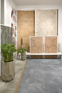 Grundflise, Effekt terrakotta, Farve beige, Glaseret porcelænsstentøj, 48.5x56 cm, Overflade mat