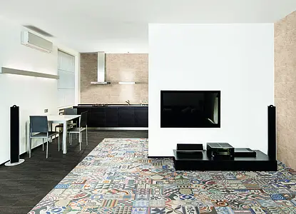 Bakgrundskakel, Färg flerfärgade, Stil patchwork, Glaserad granitkeramik, 44x44 cm, Yta matt