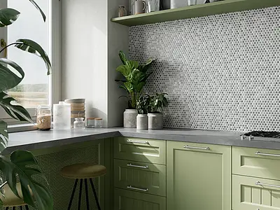 Mosaic effect tiles, Color grey, Glazed porcelain stoneware, 30.9x30.9 cm, Finish glossy
