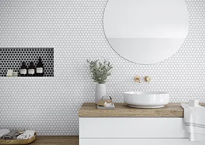 Mosaic effect tiles, Color white, Glazed porcelain stoneware, 30.9x30.9 cm, Finish matte