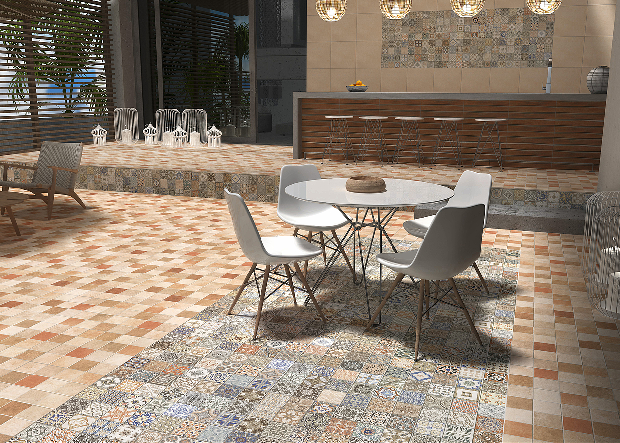 Multicolor tiles, patchwork 44x44 (Spain). Reviews. Samples to the