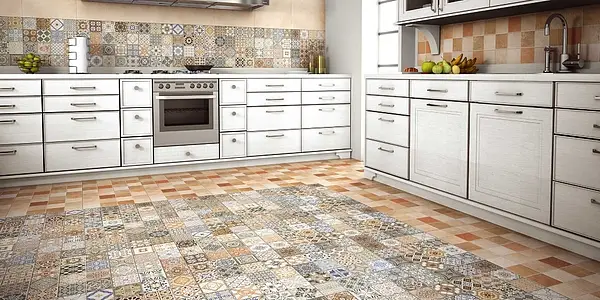 Background tile, Color multicolor, Style patchwork, Glazed porcelain stoneware, 44x44 cm, Finish matte