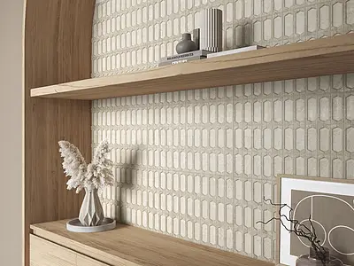 Mosaic effect tiles, Effect other stones, Color beige, Glazed porcelain stoneware, 31x56 cm, Finish matte
