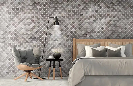 Mosaic effect tiles, Color grey, Style patchwork, Glazed porcelain stoneware, 30.7x30.7 cm, Finish 3D