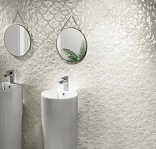 Piastrelle effetto mosaico, Colore bianco, Gres porcellanato smaltato, 30.7x30.7 cm, Superficie 3D