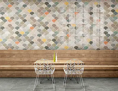 Kakel med mosaikimitation, Färg flerfärgade, Stil patchwork, Glaserad granitkeramik, 30.7x30.7 cm, Yta 3D