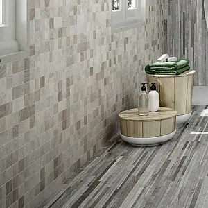 Mosaic tile, Effect wood, Color grey, Glazed porcelain stoneware, 33x33 cm, Finish matte