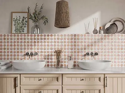 Background tile, Color white,brown, Style oriental, Glazed porcelain stoneware, 31x56 cm, Finish matte