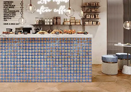 Background tile, Color navy blue,brown, Style oriental, Glazed porcelain stoneware, 31x56 cm, Finish matte