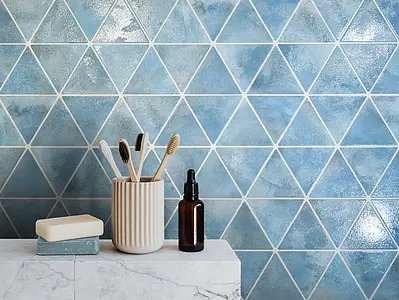Mosaic effect tiles, Color sky blue, Glazed porcelain stoneware, 28x48.5 cm, Finish matte
