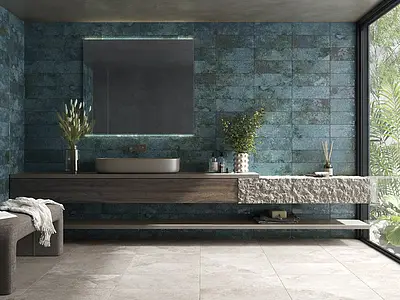 Background tile, Color green,sky blue, Glazed porcelain stoneware, 15x45 cm, Finish matte