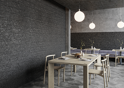 Background tile, Effect other stones, Color black, Glazed porcelain stoneware, 15x45 cm, Finish matte