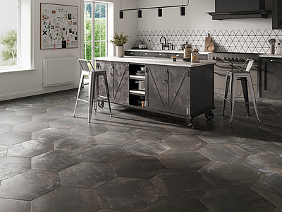 Background tile, Effect metal, Color black, Glazed porcelain stoneware, 48.5x56 cm, Finish matte