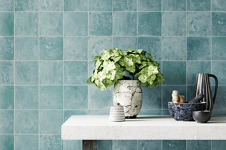Background tile, Color green, Glazed porcelain stoneware, 33x33 cm, Finish glossy