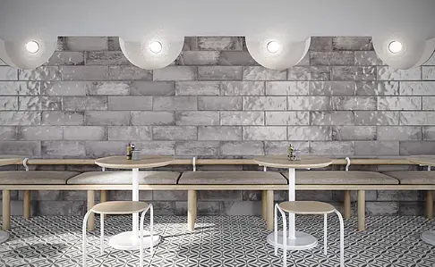 Background tile, Color grey, Style zellige, Glazed porcelain stoneware, 15x45 cm, Finish glossy