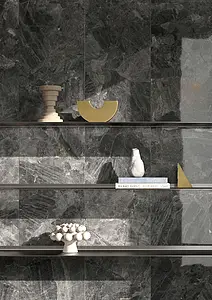 Background tile, Effect other marbles, Color grey,black, Glazed porcelain stoneware, 59.2x118.6 cm, Finish polished